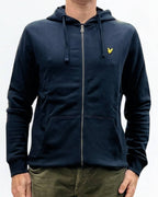 Felpa con cappuccio e zip intera in cotone Loopback Blu Navy Lyle & Scott - Seipuntozerostore