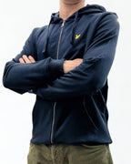 Felpa con cappuccio e zip intera in cotone Loopback Blu Navy Lyle & Scott - Seipuntozerostore