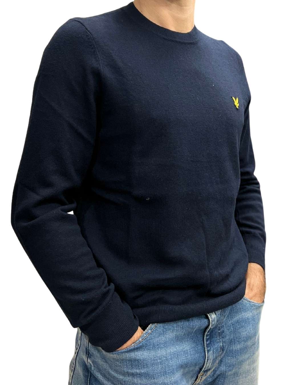 Maglione Cotton Merino Crew Neck Jumper Blu Navy Lyle & Scott - Seipuntozerostore