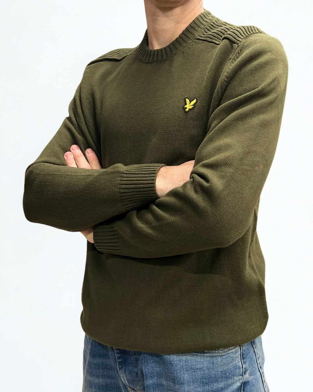 Maglione Cotone Shoulder Detail Crew Neck Oliva Lyle & Scott - Seipuntozerostore