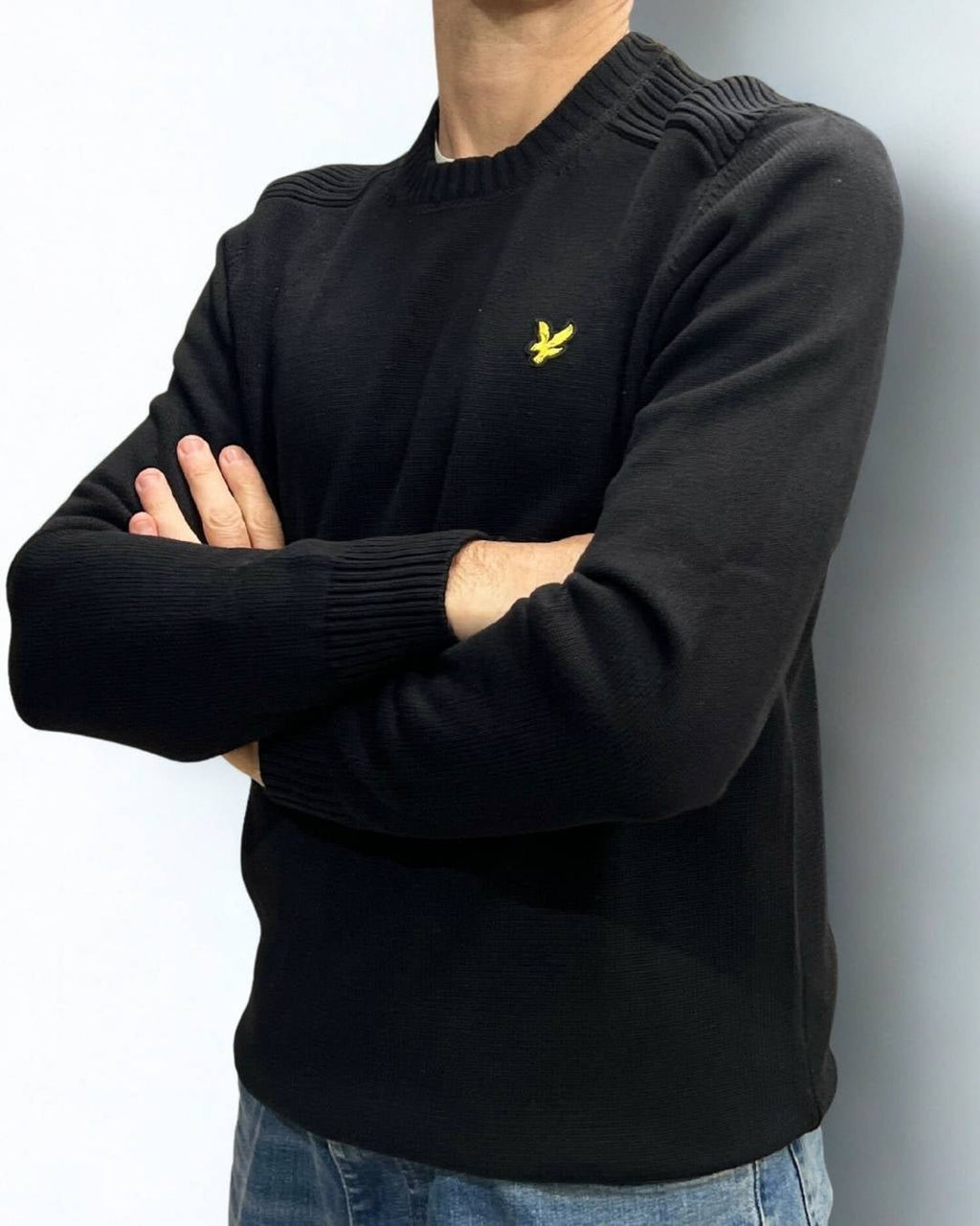 Maglione Cotone Shoulder Detail Crew Neck Nero Lyle & Scott - Seipuntozerostore