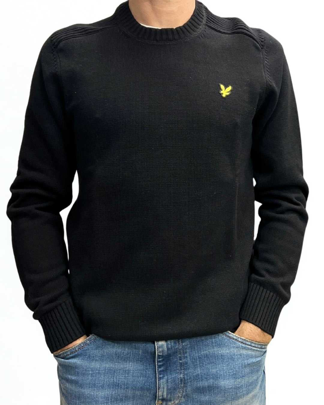 Maglione Cotone Shoulder Detail Crew Neck Nero Lyle & Scott - Seipuntozerostore
