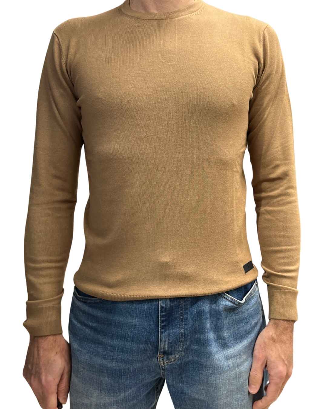 Maglione Girocollo in viscosa Cammello V2 brand - Seipuntozerostore