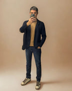 Giacca Monopetto Blu con interno collo, toppe e pochette in tessuto V2 - Seipuntozerostore