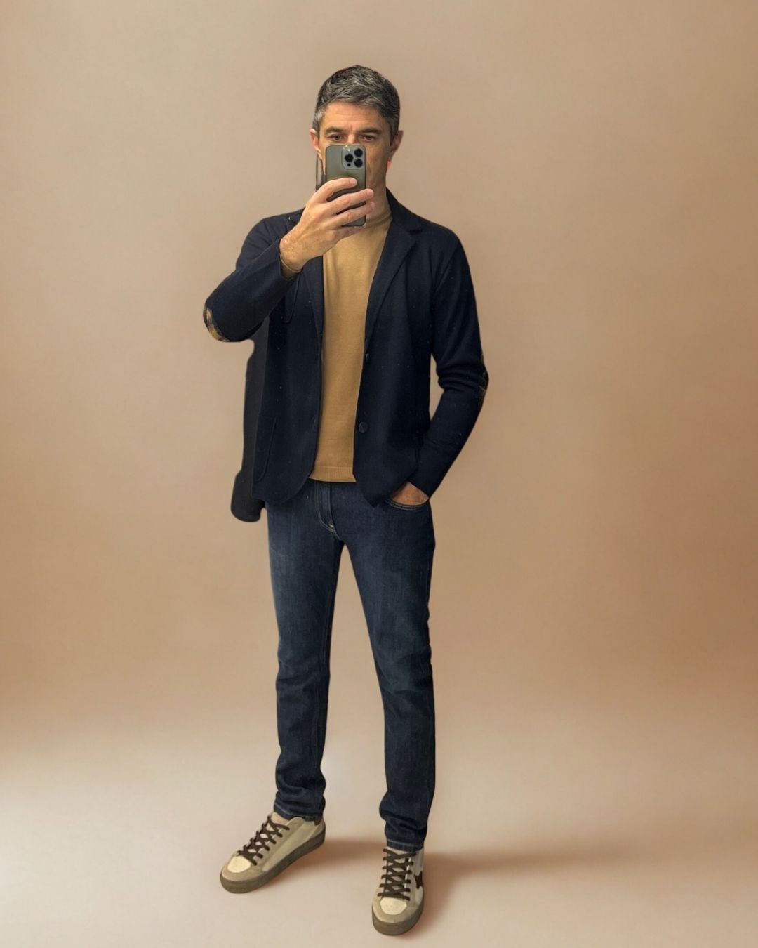 Giacca Monopetto Blu con interno collo, toppe e pochette in tessuto V2 - Seipuntozerostore