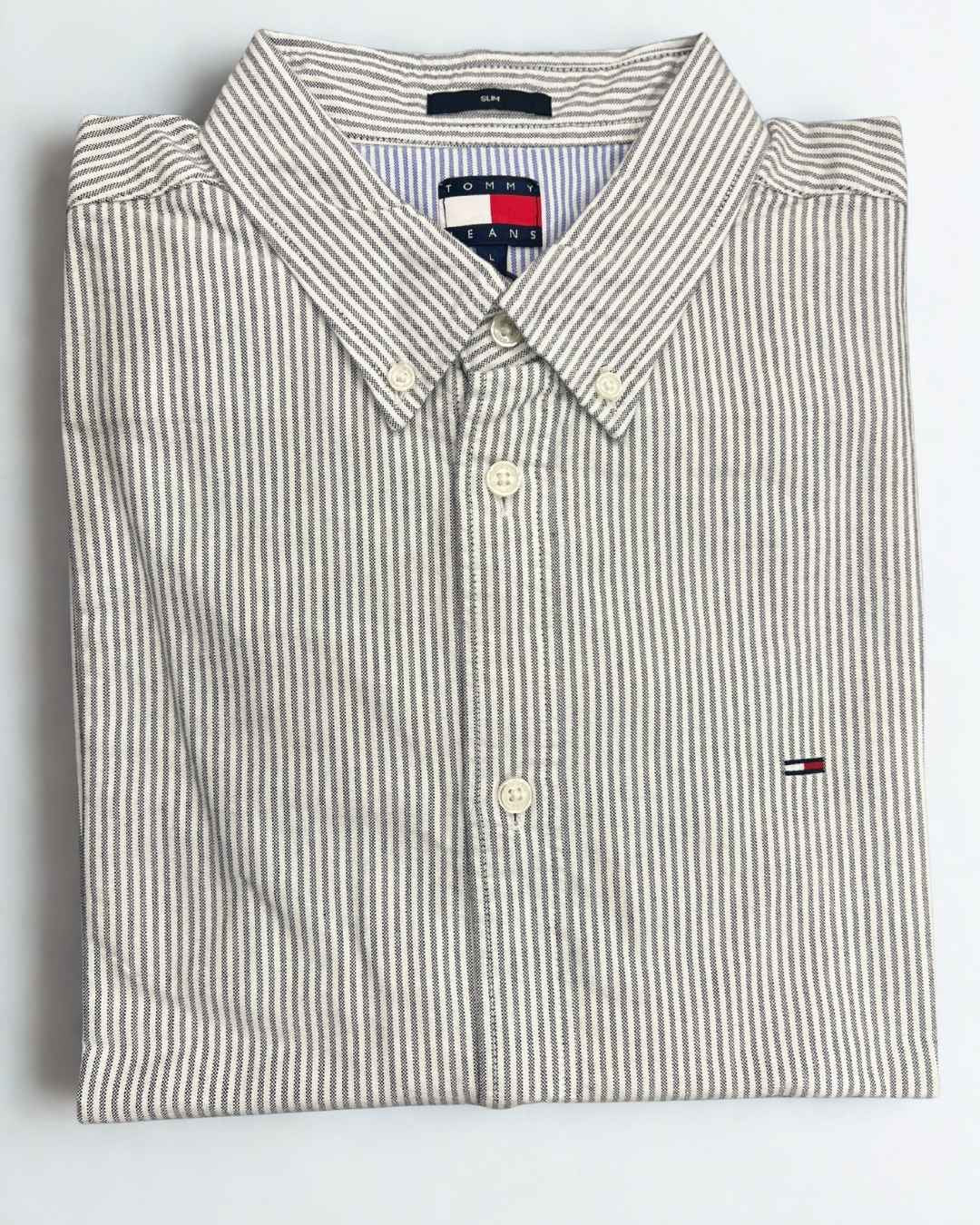 Camicia slim fit in cotone Oxford stretch Dark Night Navy Tommy Jeans - Seipuntozerostore