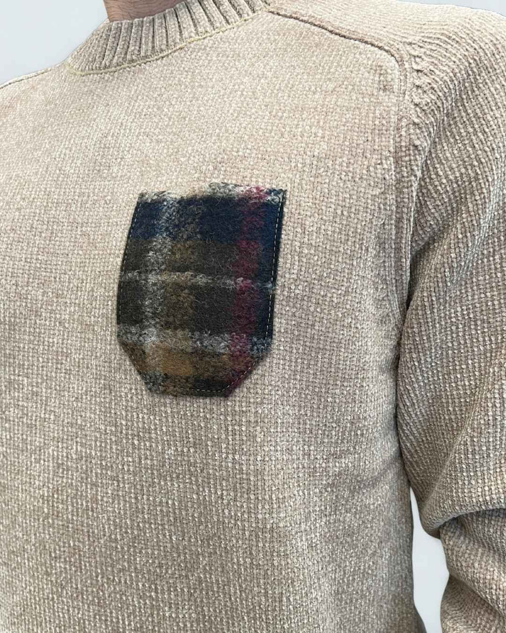 Maglione Girocollo Oslo Burro con taschino in tessuto V2 - Seipuntozerostore