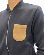 Felpa Bomber Zip Double Blu - Seipuntozerostore