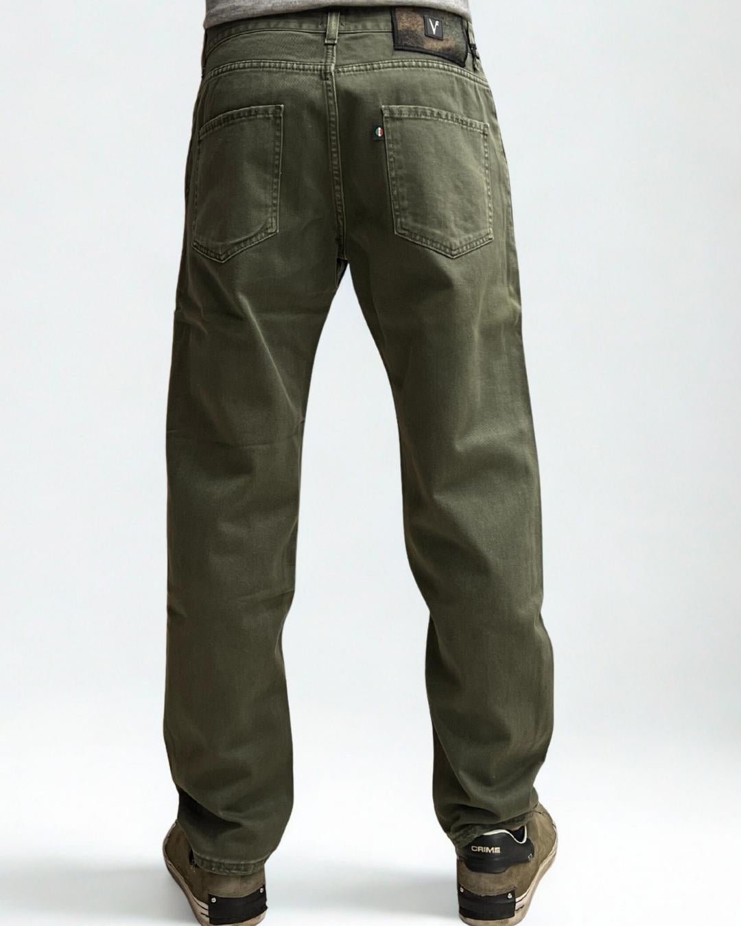 Jeans Loose Fit - Verde Militare con salpa in tessuto V2 - Seipuntozerostore