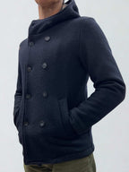 Peacot Doppiopetto punto riso Blu con fodera interna in Tessuto V2 - Seipuntozerostore