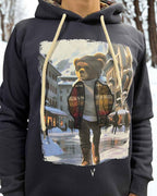 Felpa Cappuccio Blu con stampa Teddy e ricamo in tessuto V2 - Seipuntozerostore