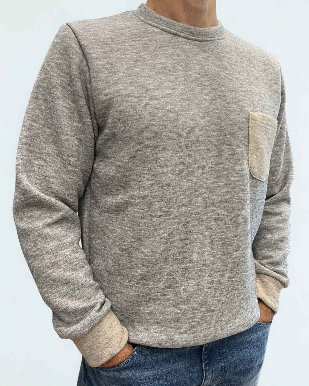 Felpa Girocollo Double Grigio Perla - Seipuntozerostore