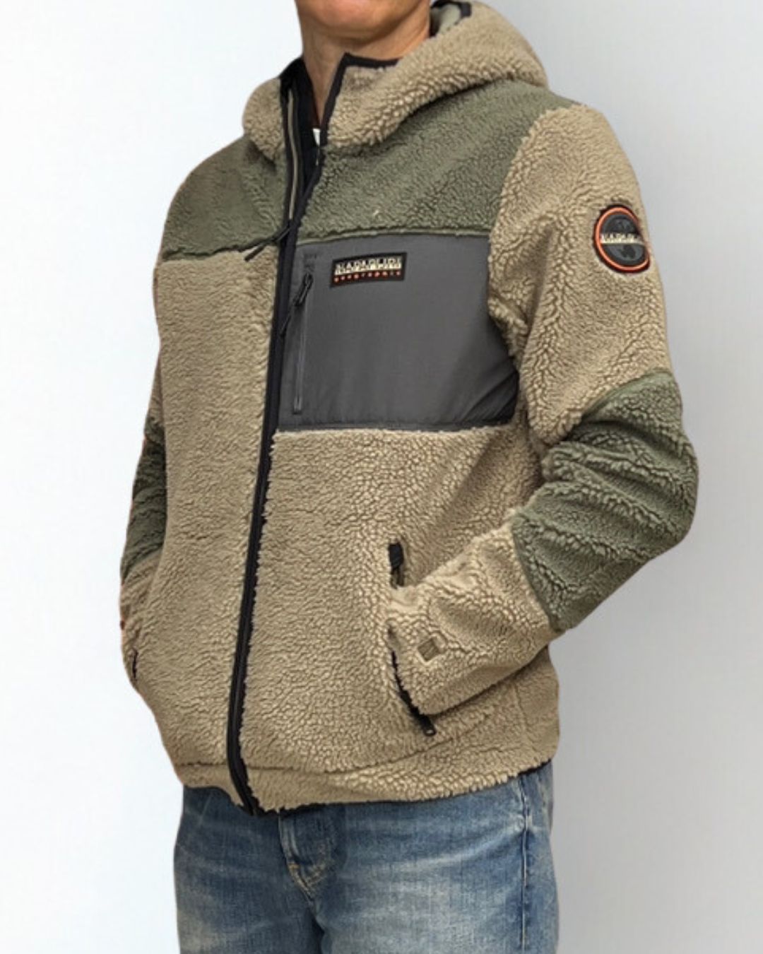 Felpa in Pile con Cappuccio e Zip Yupik Giacca multicolor verde Napapijri - Seipuntozerostore