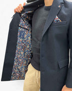 Cappotto Monopetto Sartoriale Blu in lana con pochette e fodera interna in Tessuto V2 - Seipuntozerostore