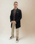 Cappotto Monopetto Sartoriale Nero in lana con pochette e fodera interna in Tessuto V2 - Seipuntozerostore