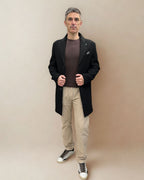 Cappotto Monopetto Sartoriale Nero in lana con pochette e fodera interna in Tessuto V2 - Seipuntozerostore