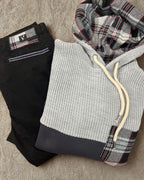 Felpa Cappuccio Grigio con intarsio in maglieria e dettagli in tessuto V2 - Seipuntozerostore