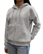 Felpa Essentials 3 - Stripes Full - Zip Fleece Hoodie con Cappuccio Donna Grigio - Seipuntozerostore