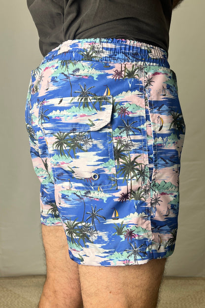 Costume blu haway con stampa V2