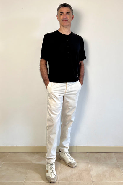 T-shirt serafino lino cotone nero Berna