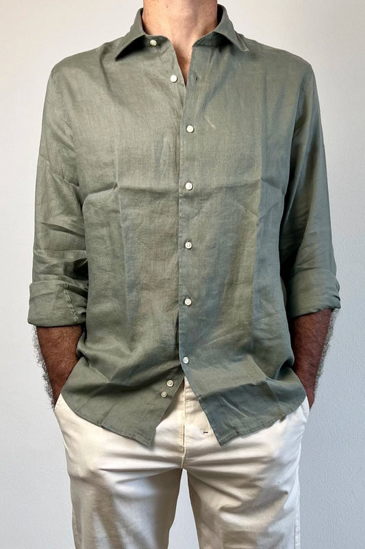 Camicia in lino verde Berna - Seipuntozerostore