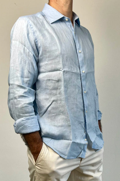 Camicia in lino celeste Berna