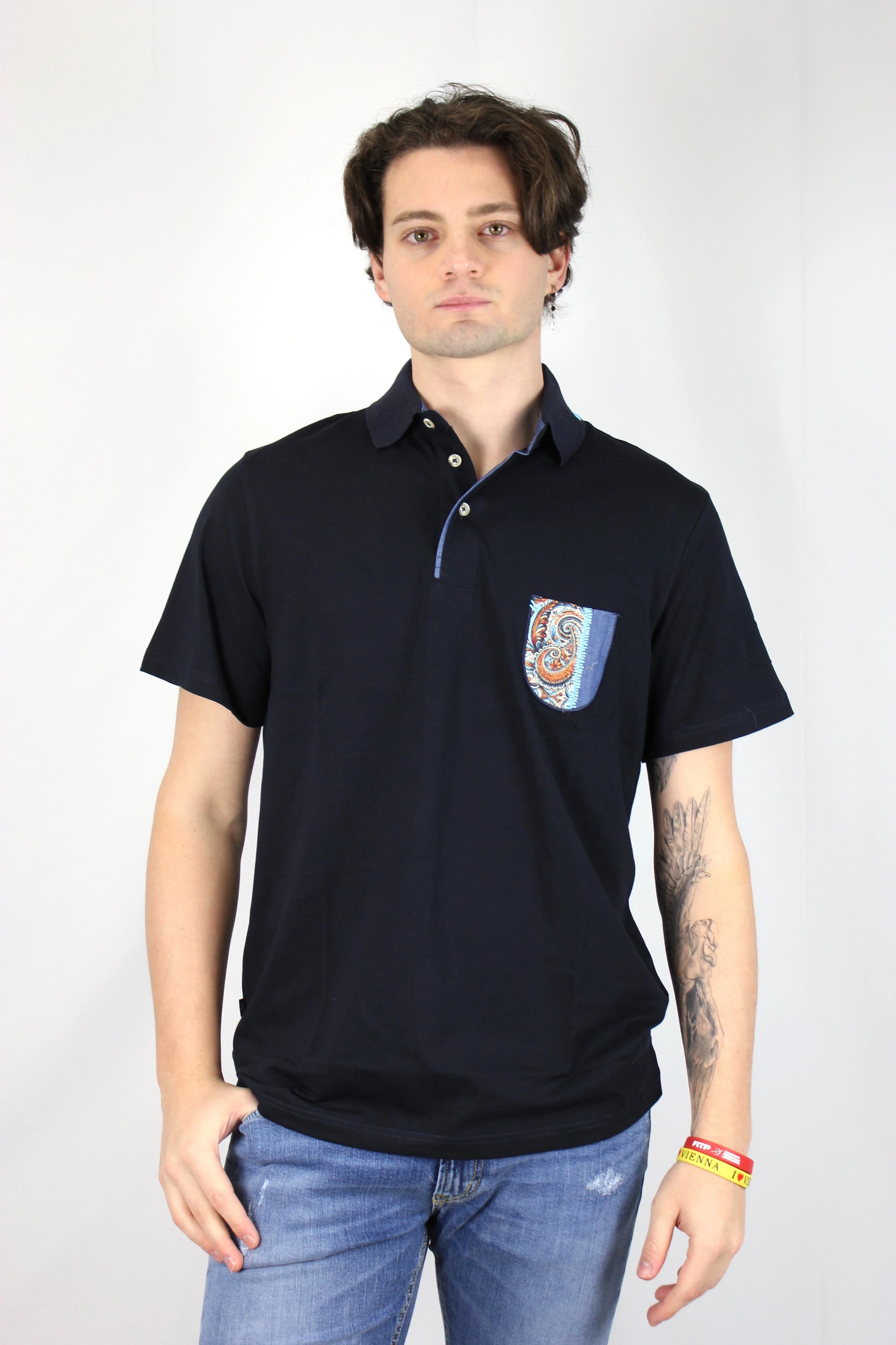 Polo con ricamo blu V2 - Seipuntozerostore