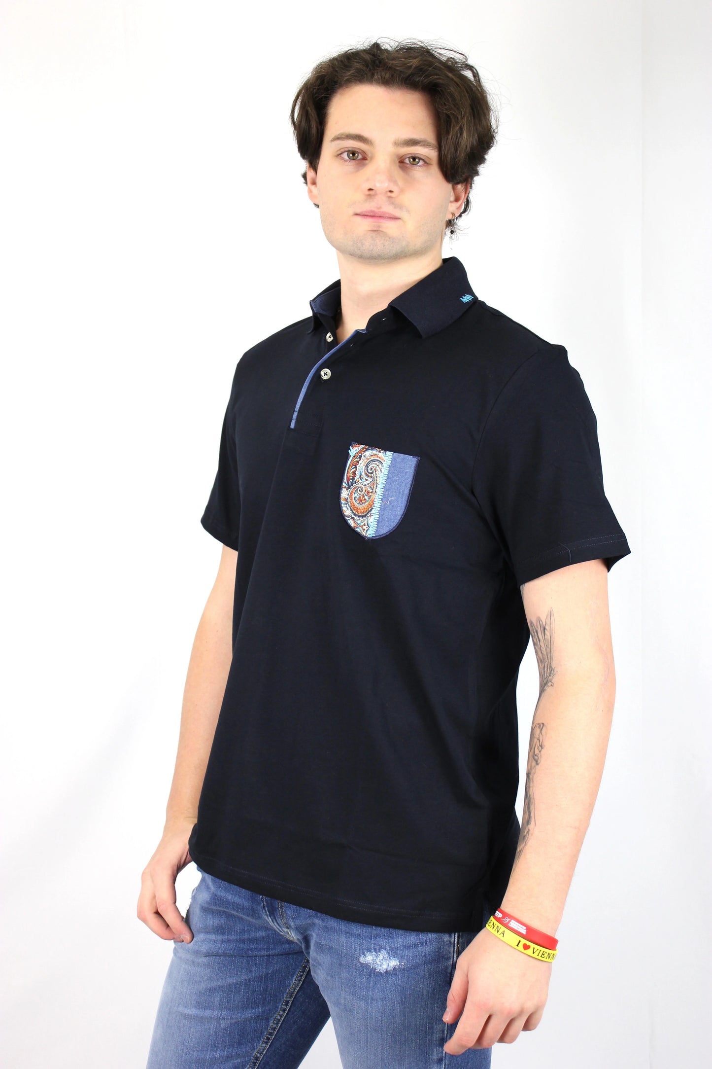 Polo con ricamo blu V2 - Seipuntozerostore
