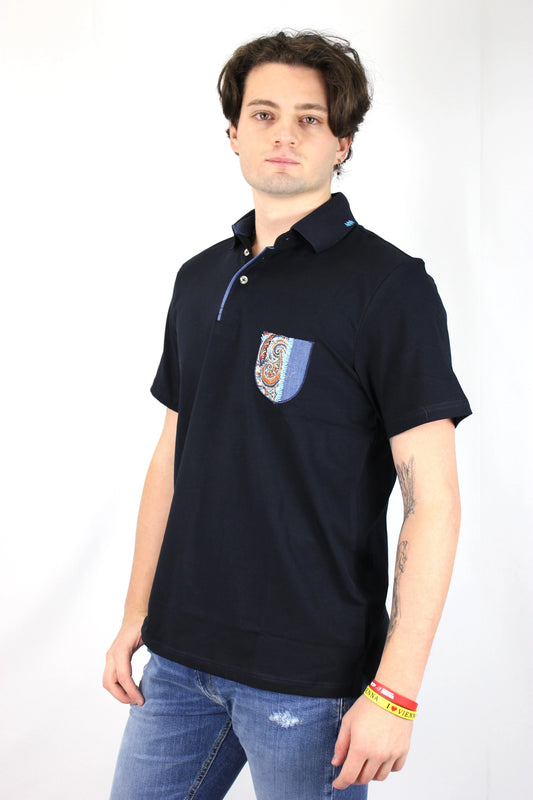 Polo con ricamo blu V2 - Seipuntozerostore