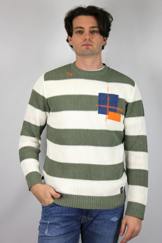 Maglione inglese rigato pesto V2 - Seipuntozerostore