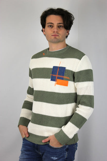 Maglione inglese rigato pesto V2 - Seipuntozerostore