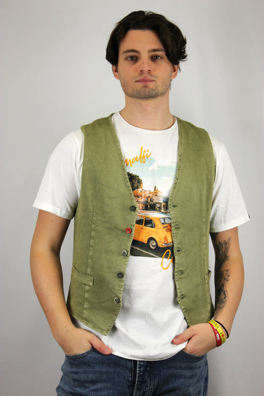 Gilet Monopetto tinto Old Pesto con interno in tessuto V2 - Seipuntozerostore