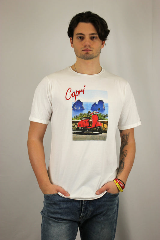 T-shirt con maxi stampa e ricamo Capri Berna - Seipuntozerostore