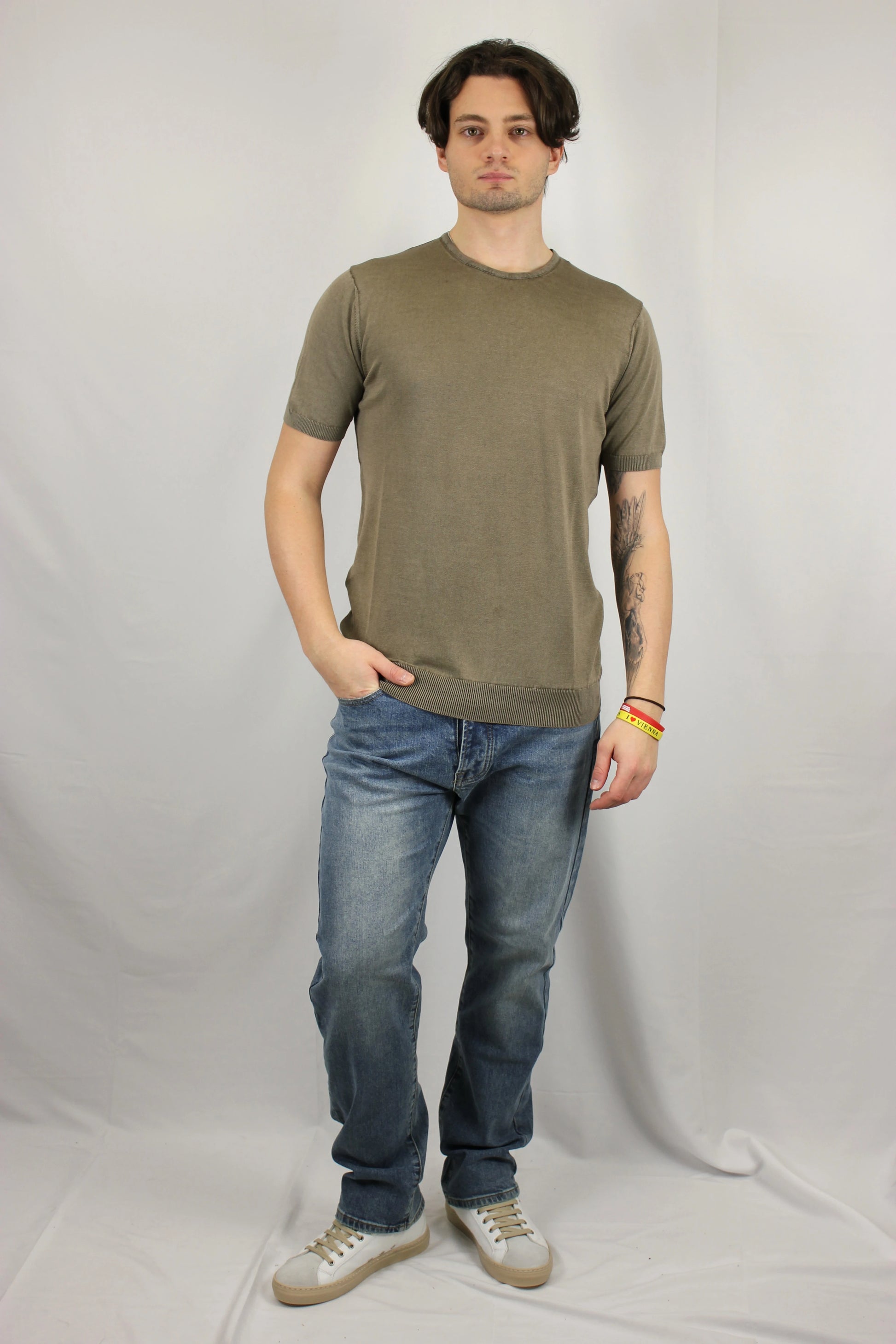 T-shirt stone wash Cacao Moro - Seipuntozerostore