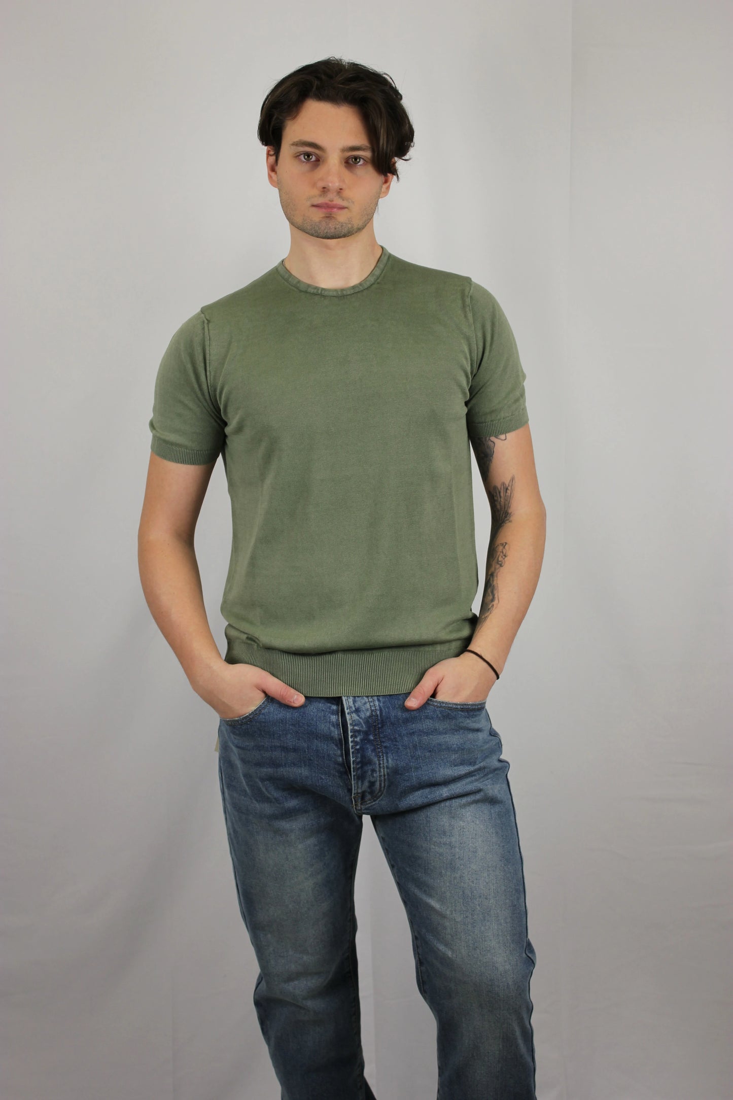 T-shirt stone wash verde Moro - Seipuntozerostore