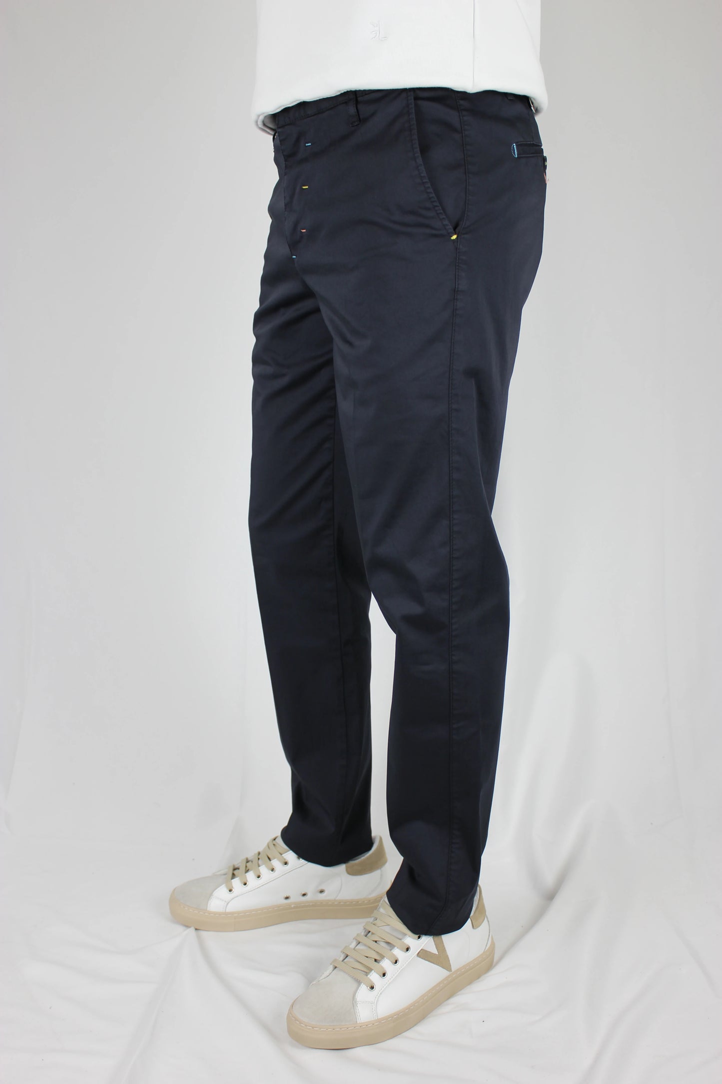 Pantalone Chinos raso blu Berna - Seipuntozerostore