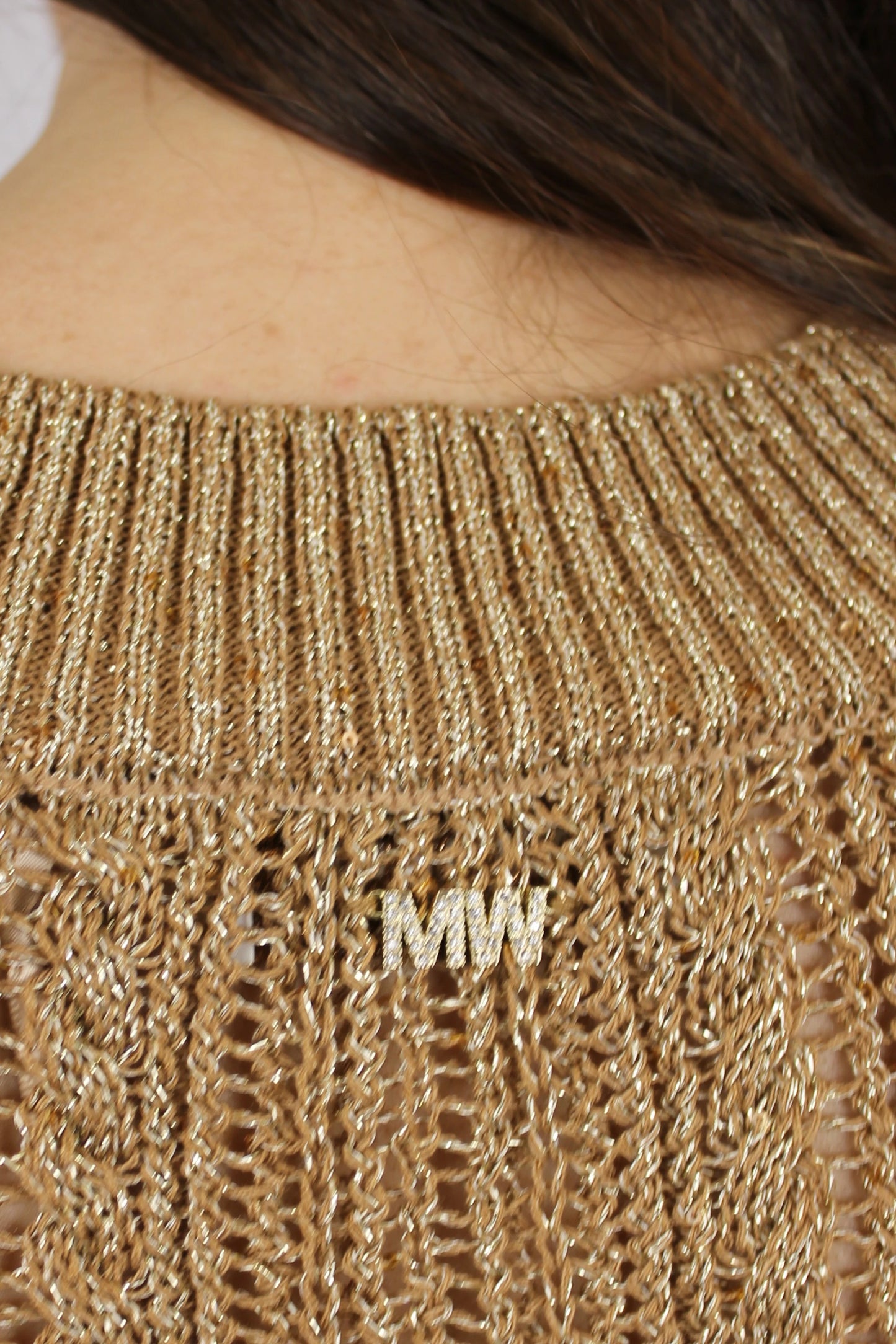 Maglia scollo a V in lurex nocciola Markup - Seipuntozerostore