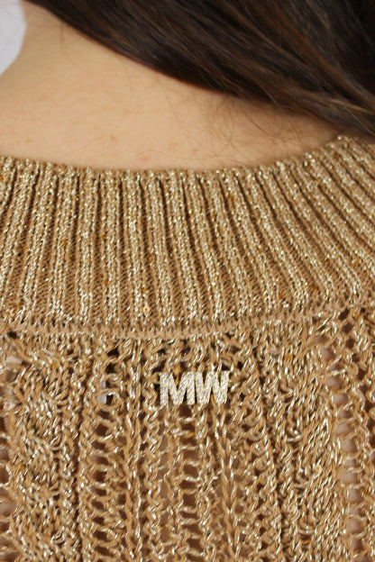 Maglia scollo a V in lurex nocciola Markup - Seipuntozerostore