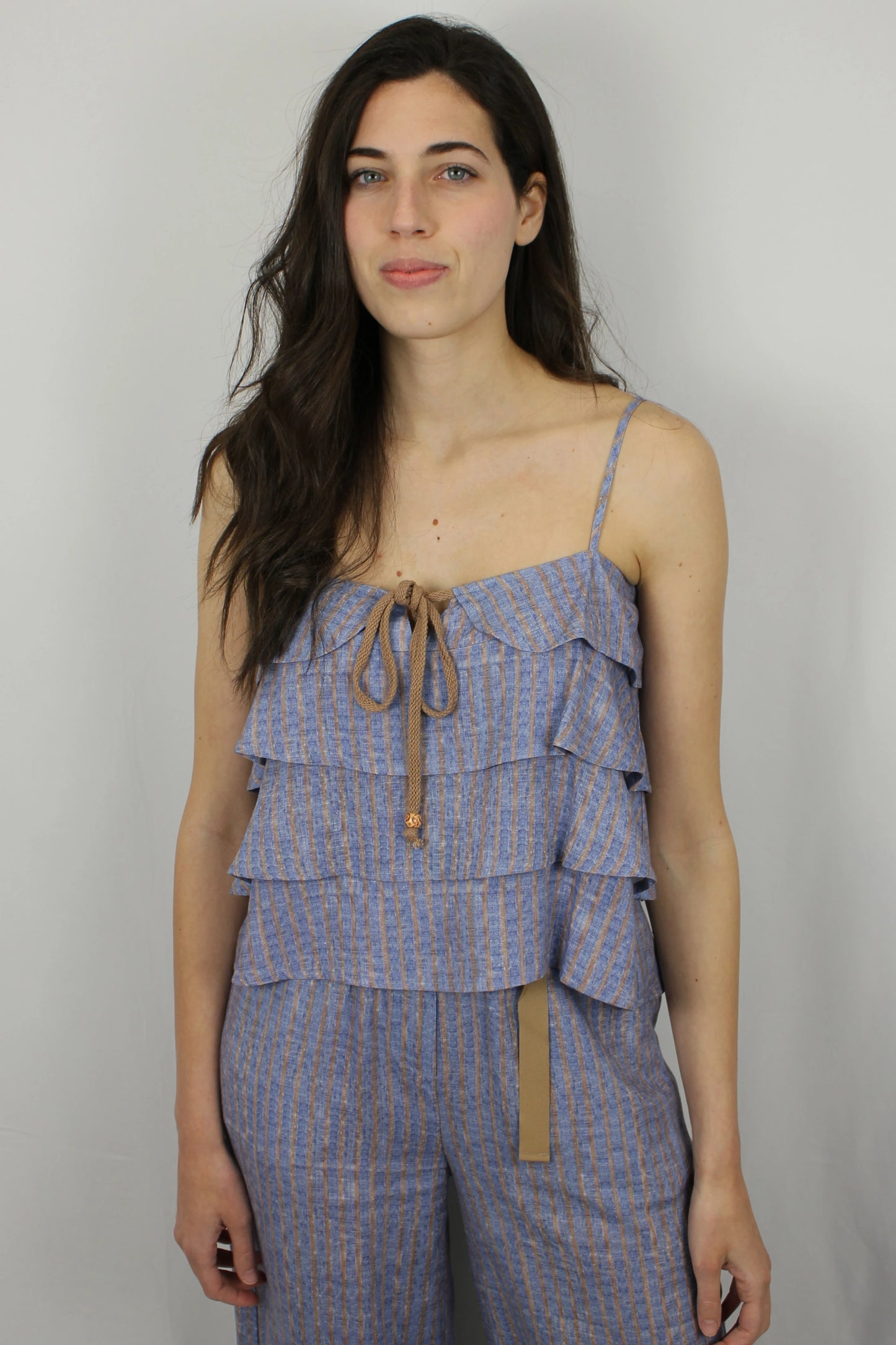 Top rigato a balze in lino Markup - Seipuntozerostore