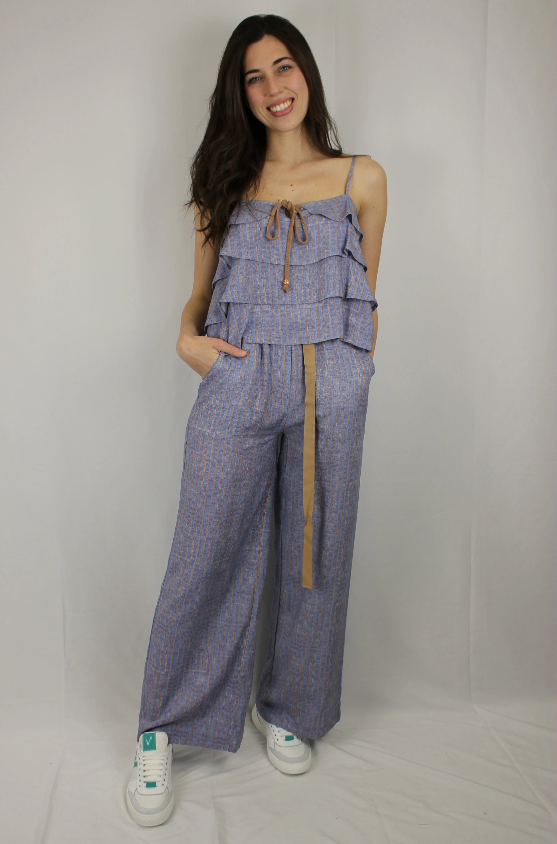 Pantalone a palazzo rigato in lino Markup - Seipuntozerostore