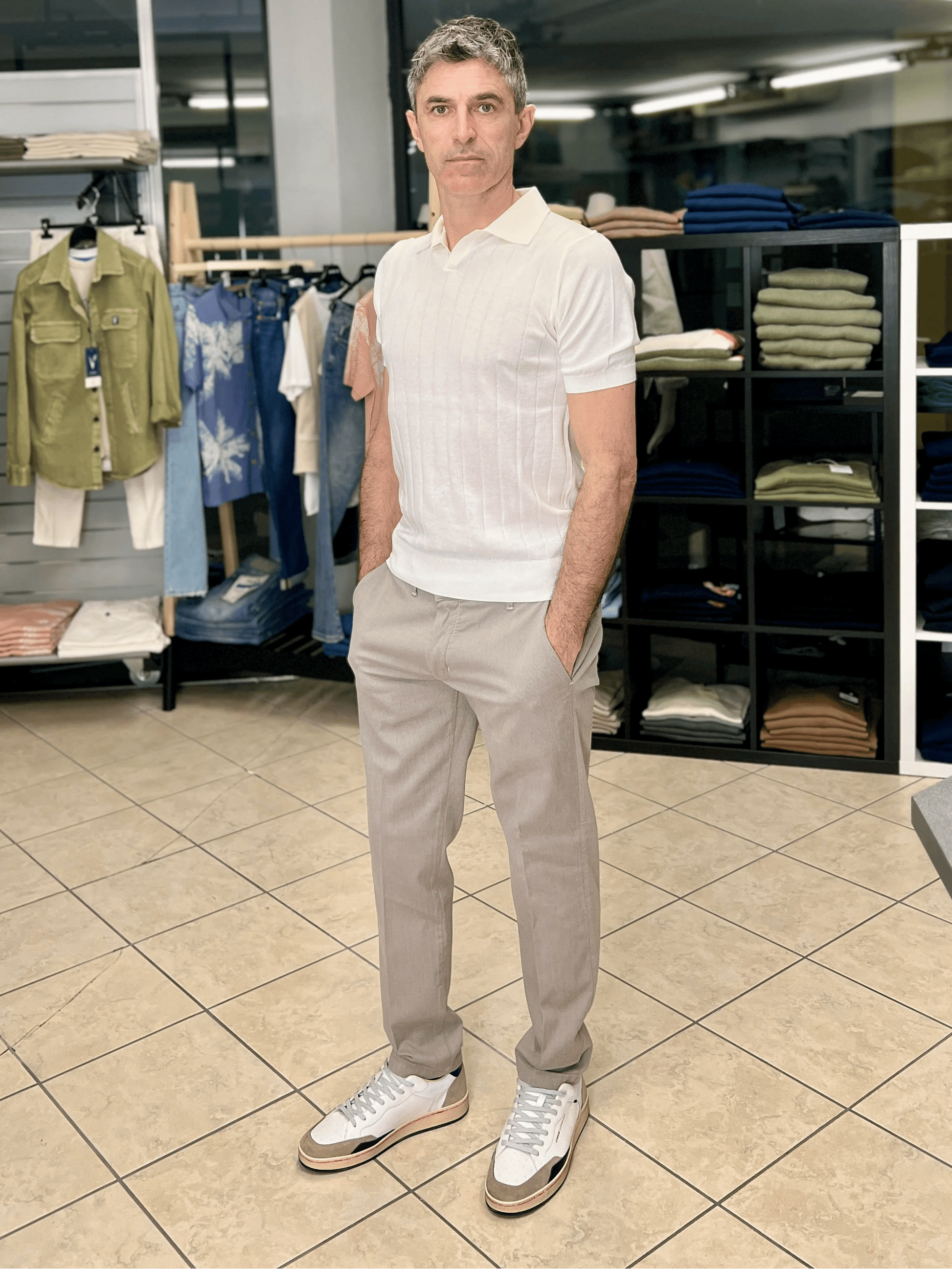 Pantalone cotone tinto in filo beige Seipuntozerostore - Seipuntozerostore