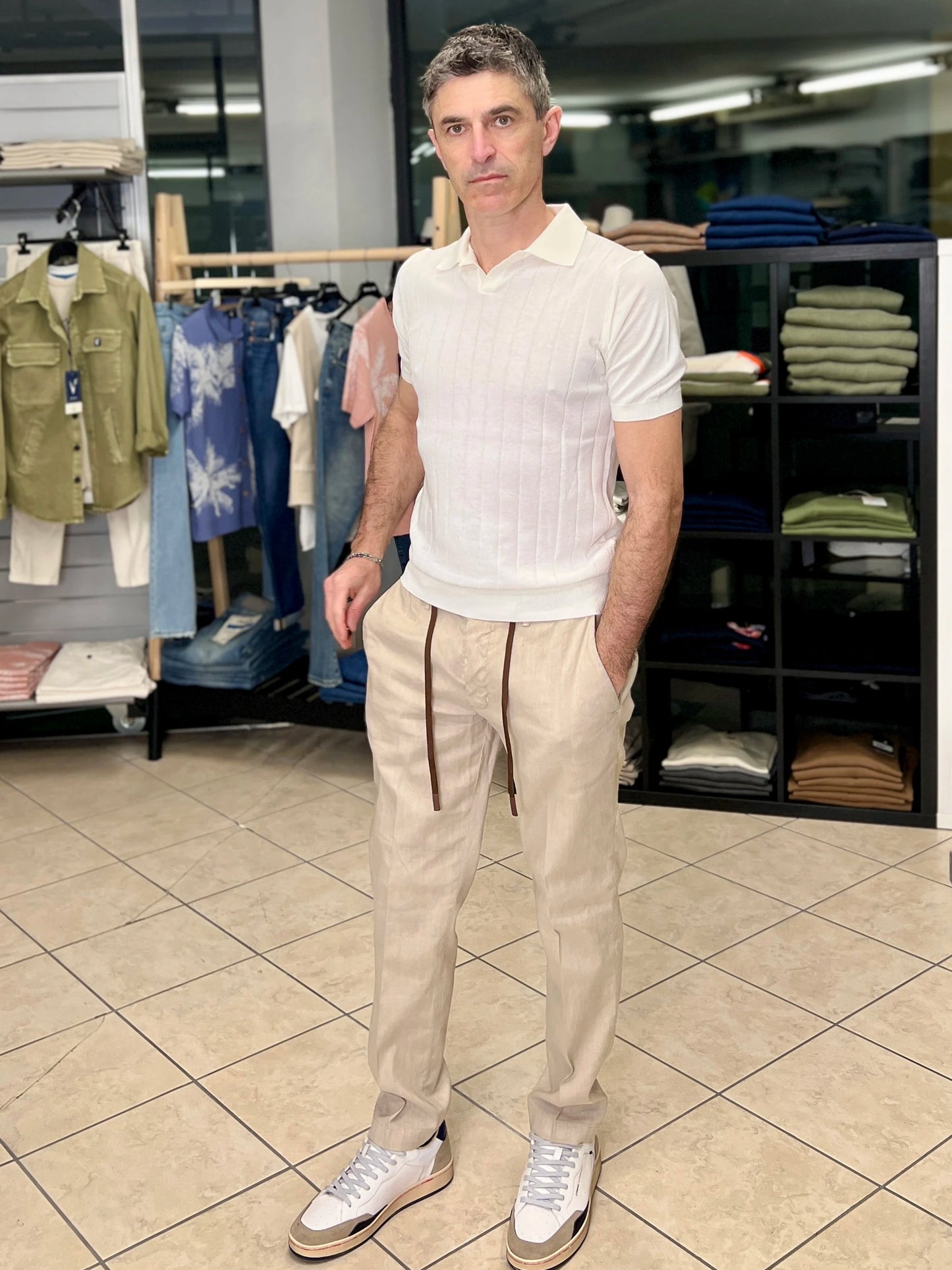 Pantalaccio sartoriale cotone lino beige Seipuntozerostore - Seipuntozerostore