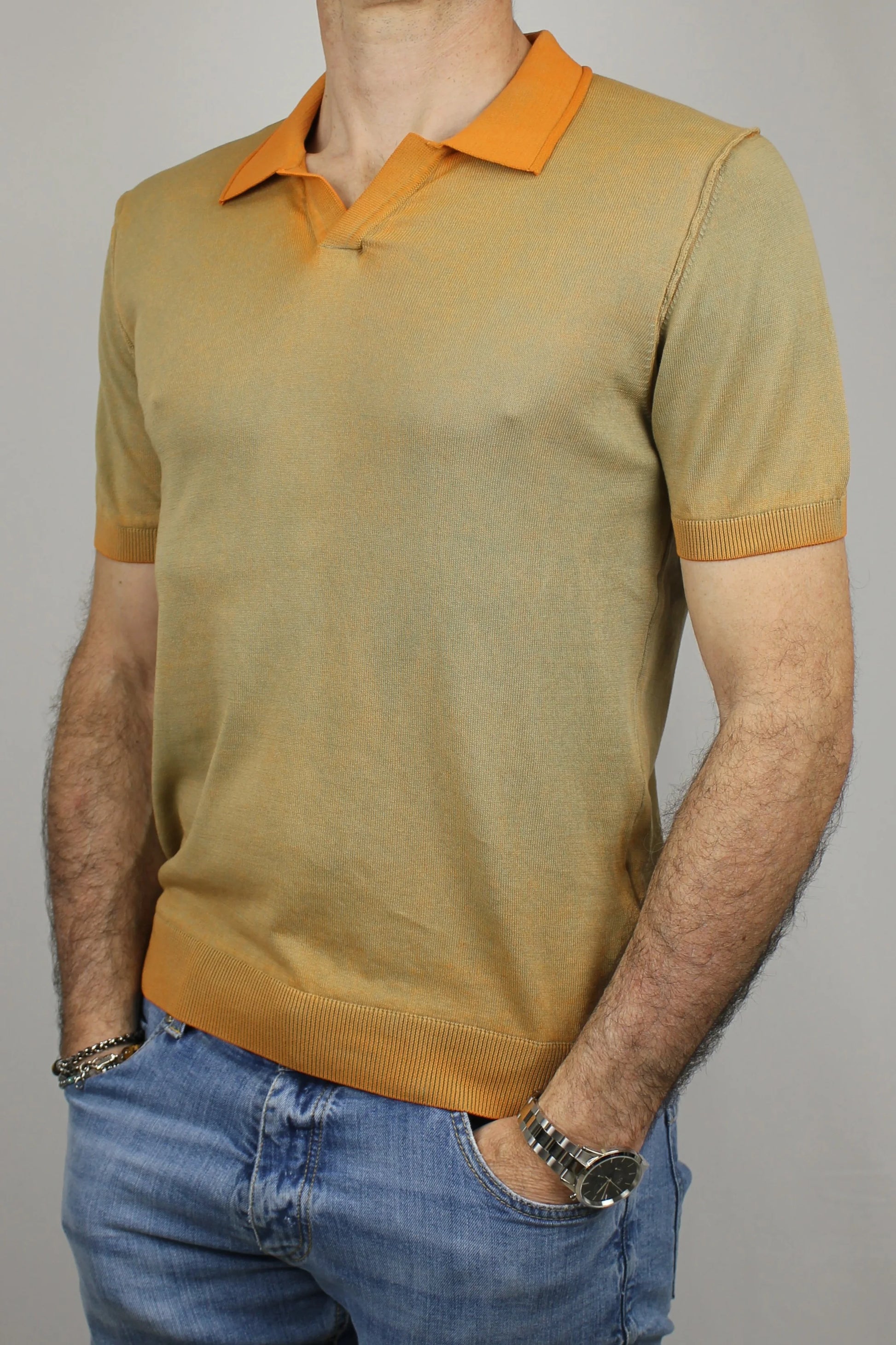 Polo derby doppia tintura militare arancio Berna - Seipuntozerostore