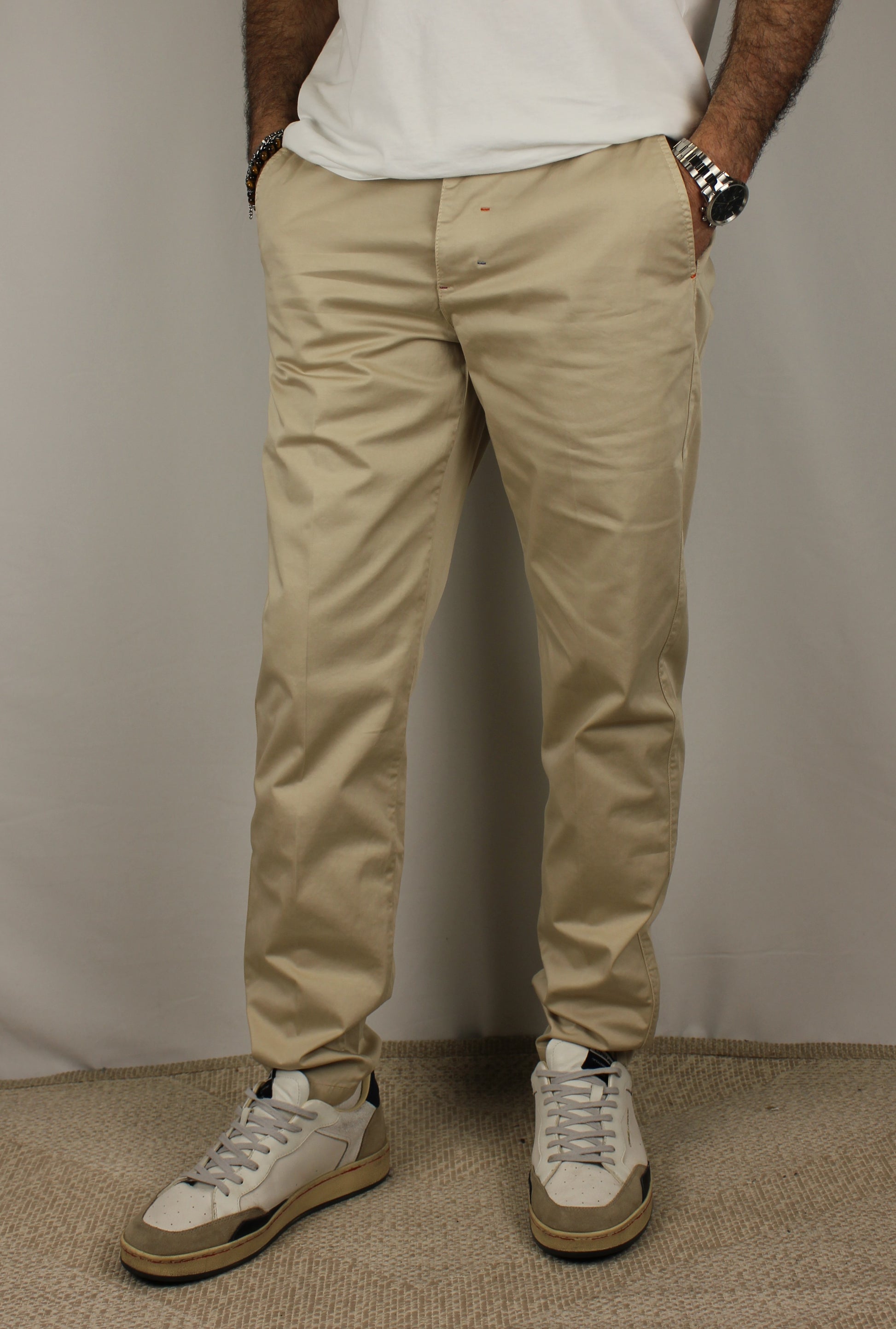Pantalone Chinos raso beige Berna - Seipuntozerostore