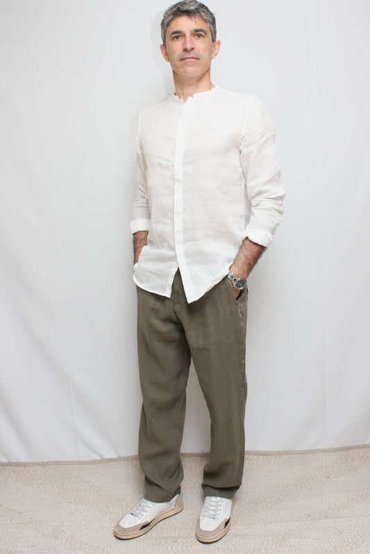 Pantalone chino verde militare lino Lyle&Scott - Seipuntozerostore