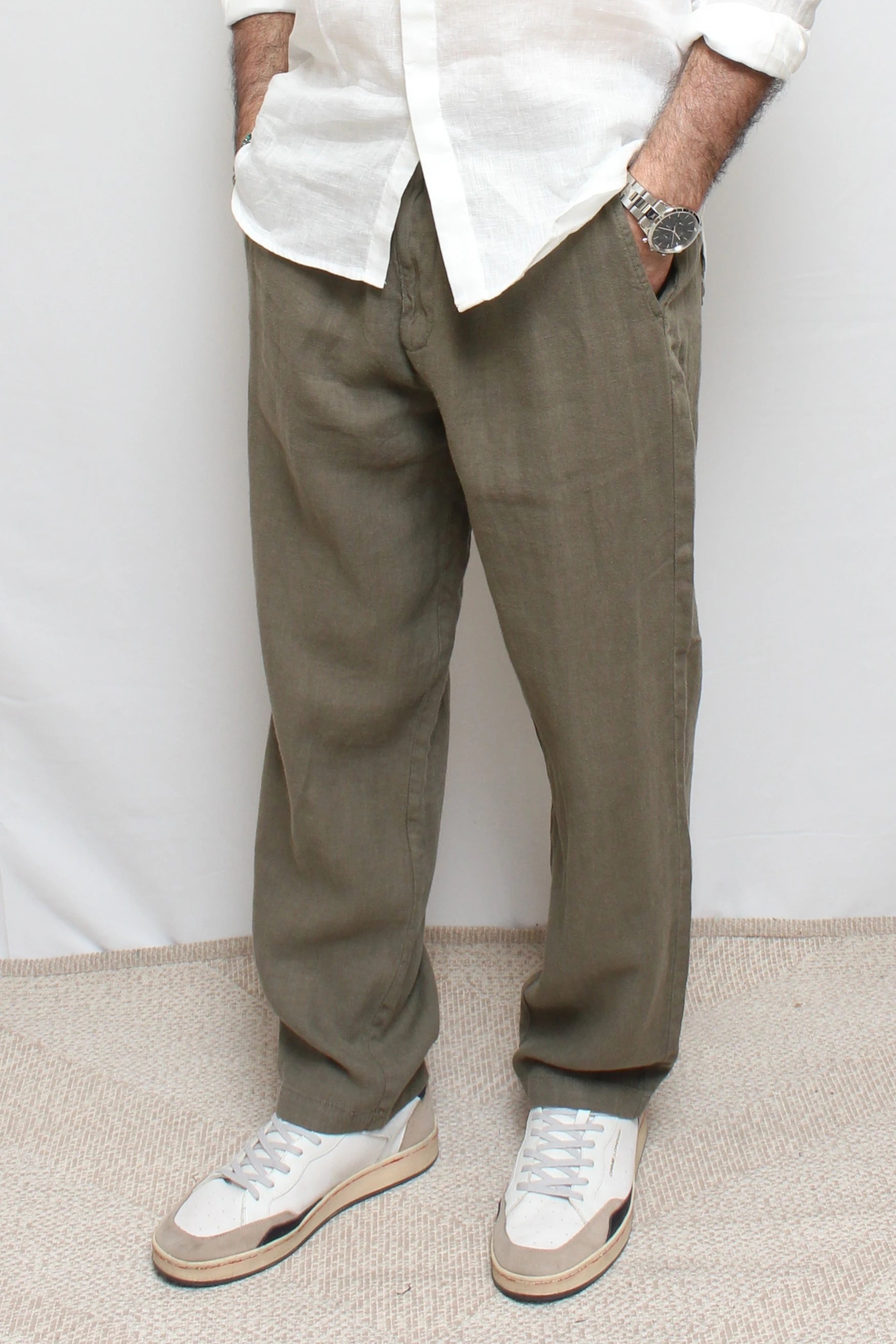 Pantalone chino verde militare lino Lyle&Scott - Seipuntozerostore