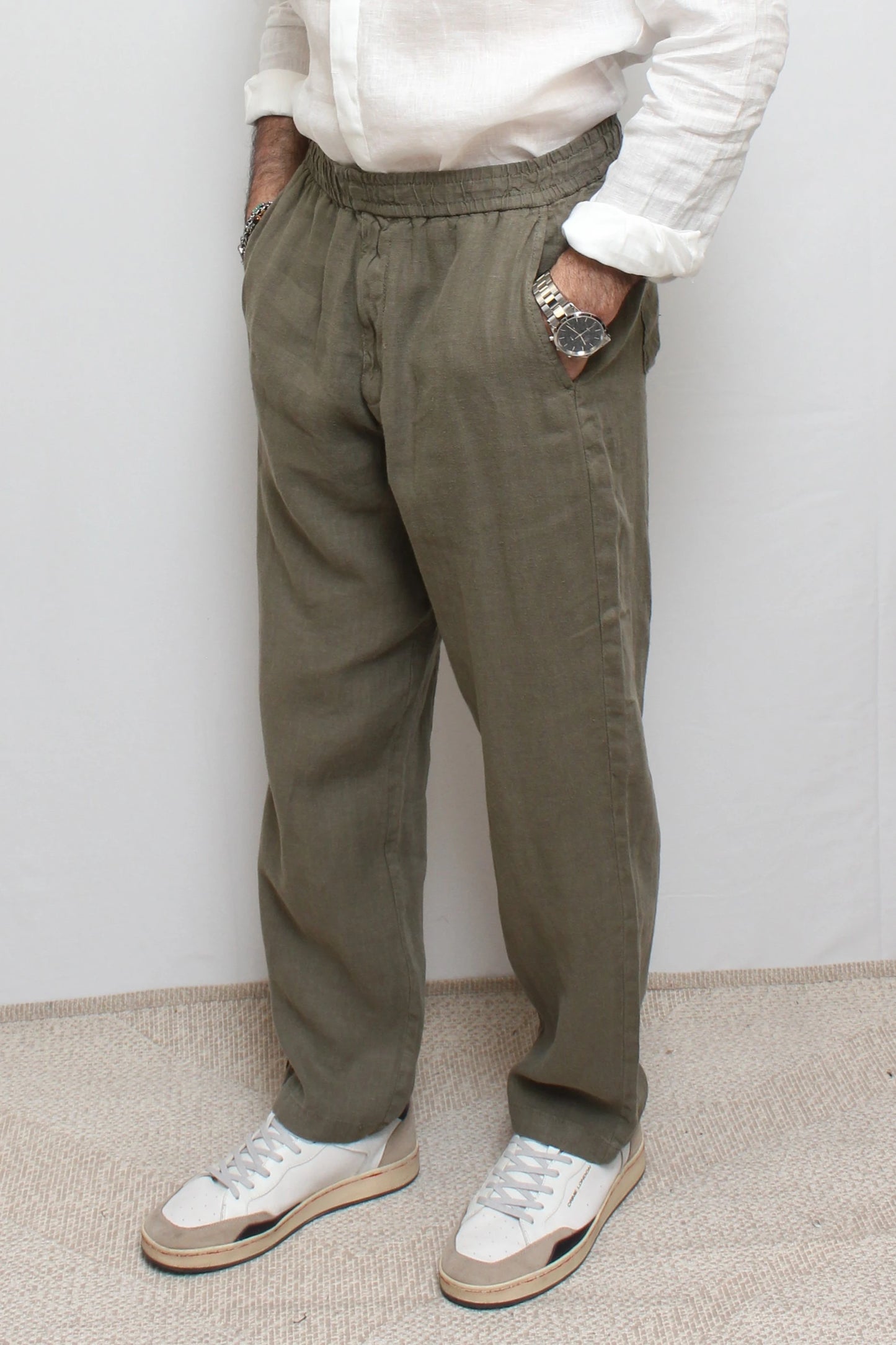 Pantalone chino verde militare lino Lyle&Scott - Seipuntozerostore