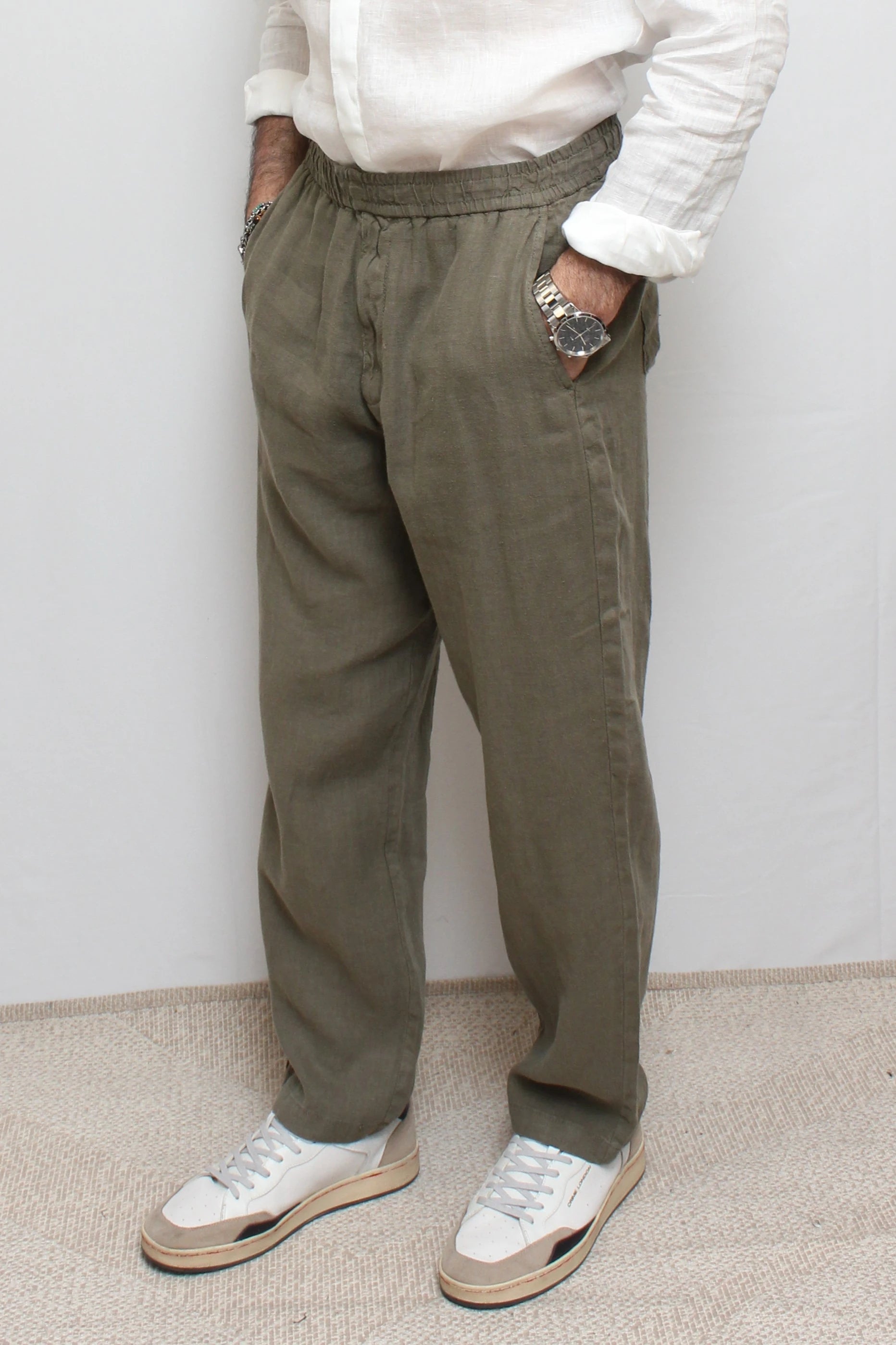 Pantalone chino verde militare lino Lyle&Scott - Seipuntozerostore