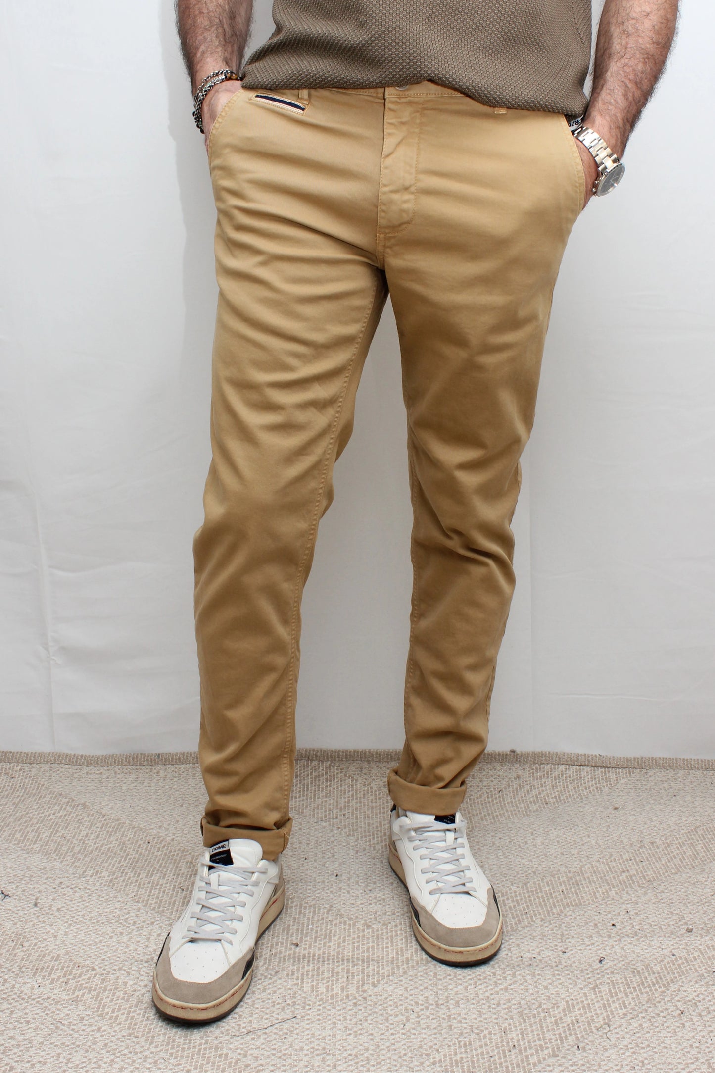 Chino in cotone elasticizzato Biscotto con Salpa in tessuto V2 - Seipuntozerostore