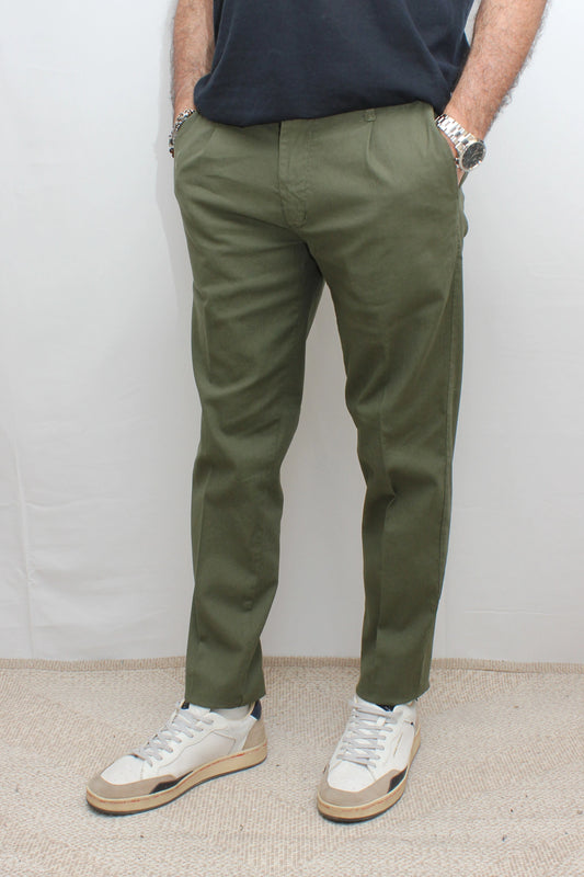Pantalone pinces in cotone lino verde Seipuntozerostore - Seipuntozerostore